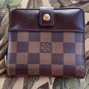 Louis Vuitton Brown Damier ebene Compact Wallet 2005